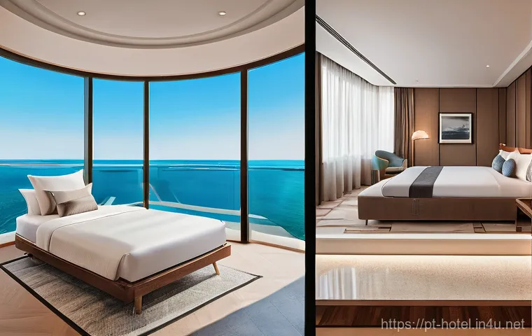 호텔 업계의 장기적 전망 - Here are three detailed image prompts in English, designed to reflect the described trends in the ho...