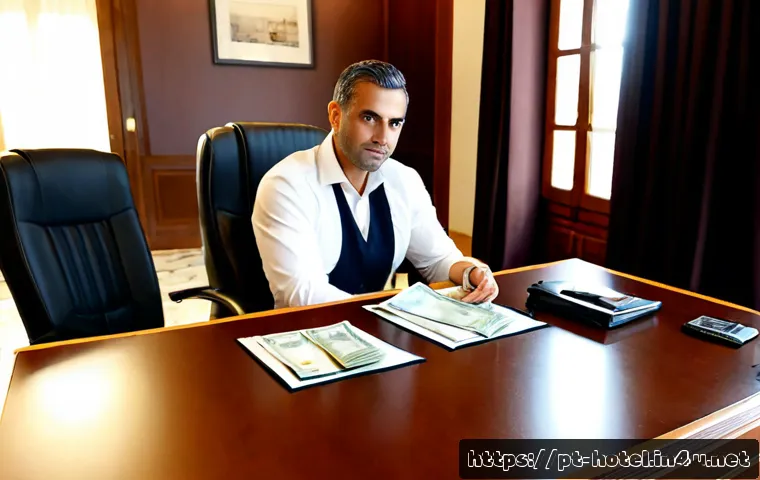 Home 17 호텔 연봉 협상에서의 협상 기술 - Photorealistic hotel salary negotiation meeting in a refined boutique hotel office in Lisbon, confid...